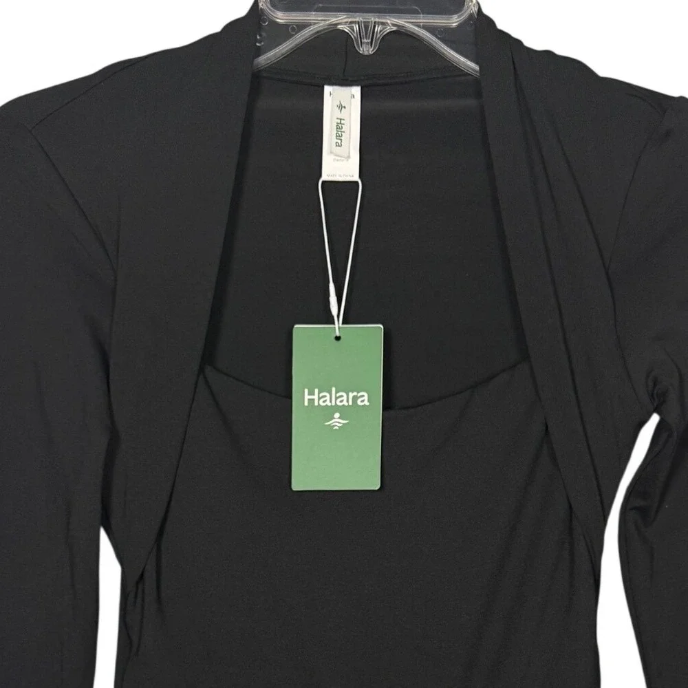 NWT HALARA Long Sleeve Pocket Wide Leg Jumpsuit-Easy Peezy, Black, Size XS